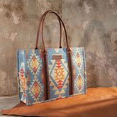 Wrangler Southwestern Aztec Print Canvas Wide Tote